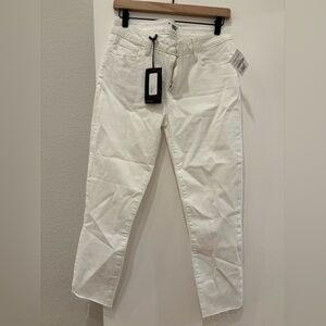 NWT PAIGE Skyline Skinny Crop Raw Crisp White Jeans minimalist preppy designer